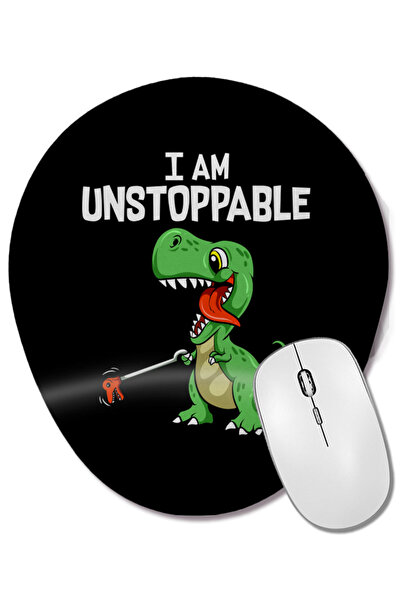 BASKI DÜNYASI Funny I Am Unstoppable T-Rex Dinosaur Grabber Pun Mouse Pad oval cu suport pentru încheietura mâinii