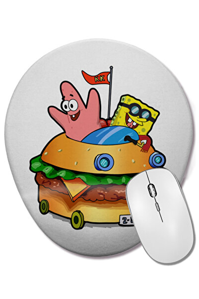 BASKI DÜNYASI Yellow Soaking Thingy Dave Spongebob 01 Mouse Pad oval cu supor...