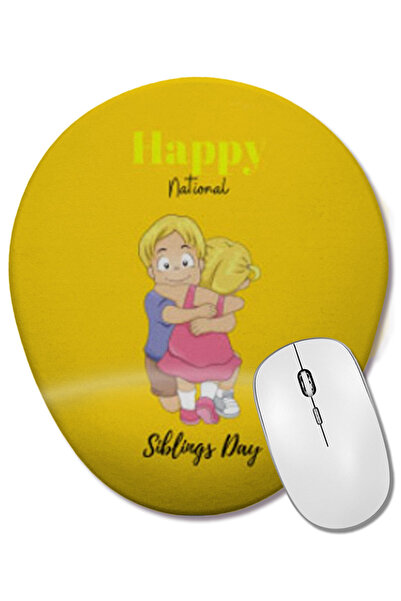 BASKI DÜNYASI Happy Siblings Day 2021 Mouse Pad oval cu suport pentru încheietura mâinii