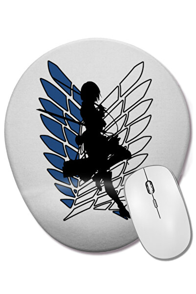 BASKI DÜNYASI Attack On Titan Mikasa Mouse Pad oval cu suport pentru încheiet...