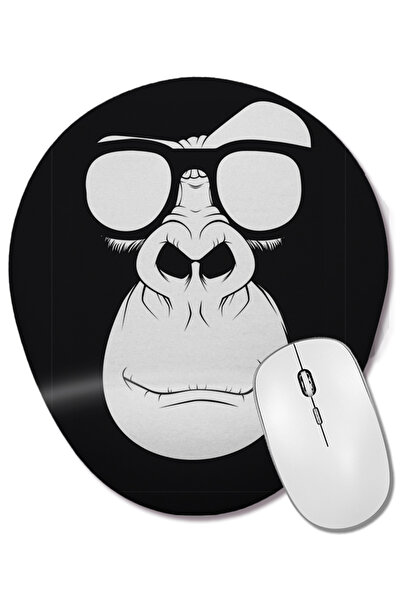 BASKI DÜNYASI Mouse Pad oval Geek Monkey cu suport pentru încheietura mâinii