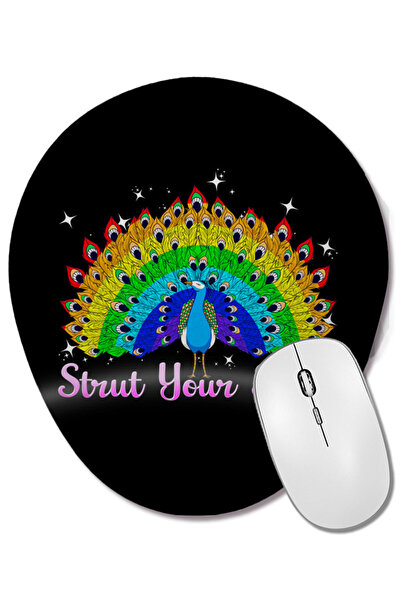 BASKI DÜNYASI Strut Your Stuff Peacock Rainbow Pride Mouse Pad oval cu suport...