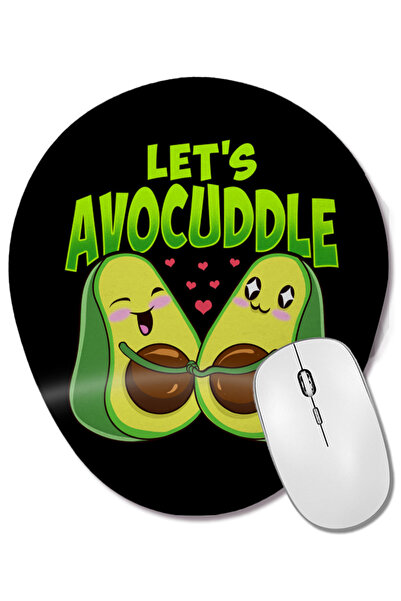 BASKI DÜNYASI Let's Avocuddle Cute & Funny Avocado Pun Mouse Pad oval cu supo...