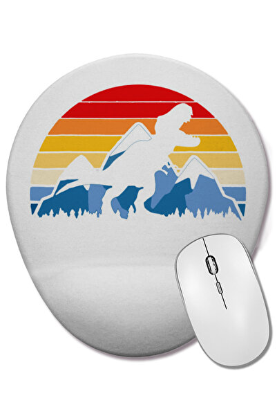 BASKI DÜNYASI Овална подложка за мишка с опора за китката с динозавър