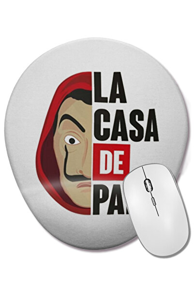 BASKI DÜNYASI La Casa De Papel 05 Ovalna podloga za miša sa podrškom za zglob