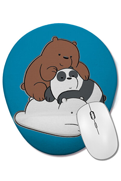 BASKI DÜNYASI We Bare Bears 03 Mouse Pad oval cu suport pentru încheietura mâ...