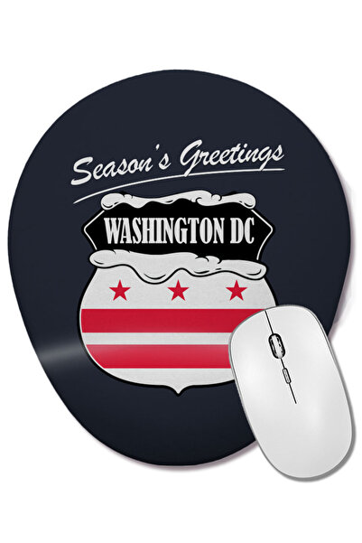 BASKI DÜNYASI Seasons Greetings Washington DC Christmas Mouse Pad oval cu sup...