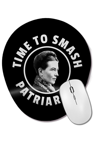 BASKI DÜNYASI Simone de Beauvoir Time To Smash The Patriarchy Mouse Pad oval ...