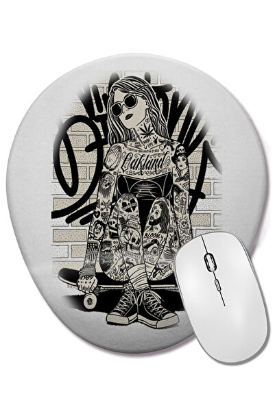 BASKI DÜNYASI Mouse Pad oval Garota Skate cu suport pentru încheietura mâinii