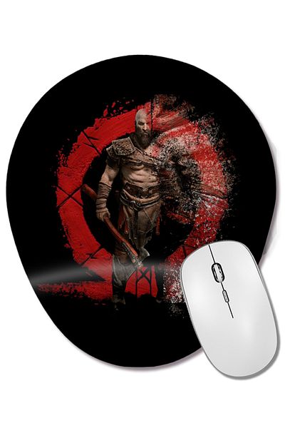BASKI DÜNYASI لوحة ماوس بيضاوية من God of War 01 مع مسند للمعصم
