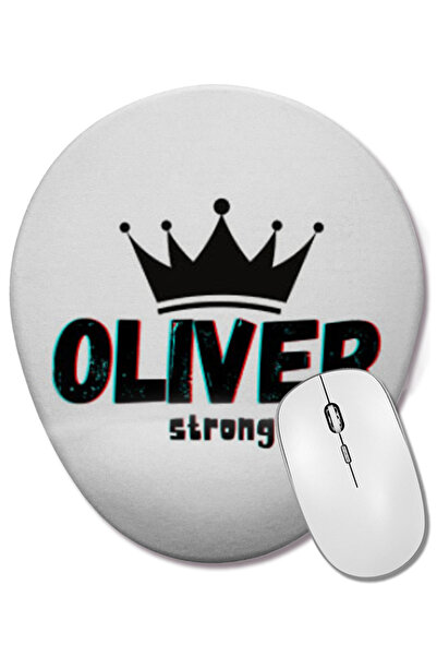 BASKI DÜNYASI Oliver Name Custom Design Gift Baby-Gift For Him Mouse Pad oval cu suport pentru încheietura mâinii
