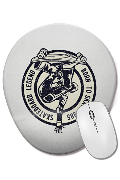 BASKI DÜNYASI Skateboard Legend Born To Skate Mouse Pad oval cu suport pentru încheietura mâinii