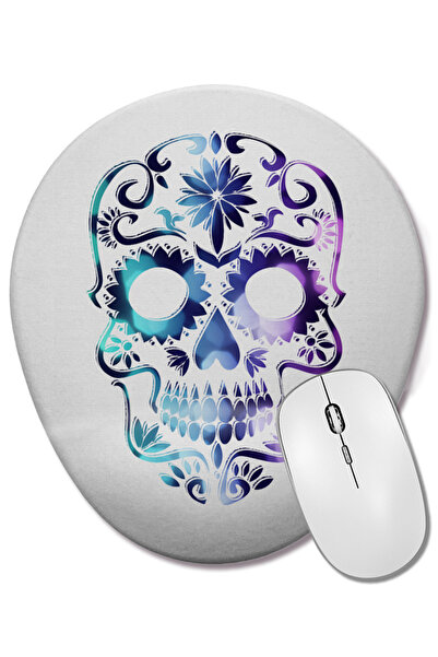 BASKI DÜNYASI Mouse Pad oval Caveira Colors cu suport pentru încheietura mâinii