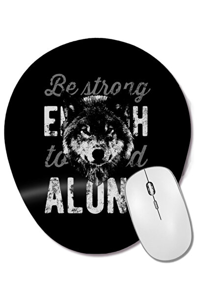 BASKI DÜNYASI Wolf Be Strong Alone Mouse Pad oval cu suport pentru încheietur...