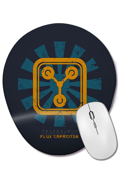 BASKI DÜNYASI Back to the Future Flux Capacitor Retro Japanese Wrist Supported Oval Mouse Pad