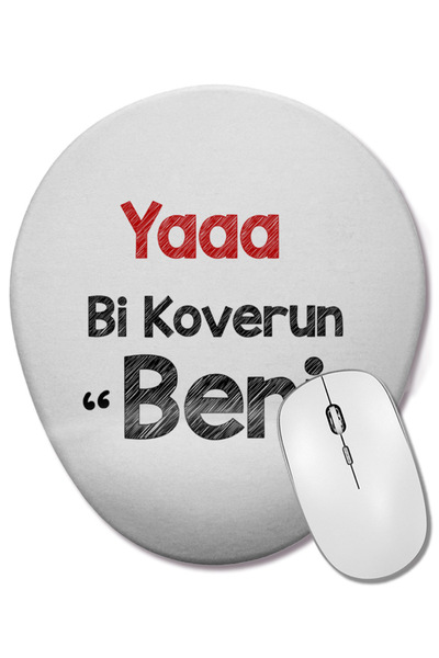 BASKI DÜNYASI Mouse Pad oval cu suport pentru încheietura mâinii, cu fraze ale Mării Negre, Yaaa Bi Koverun Beni