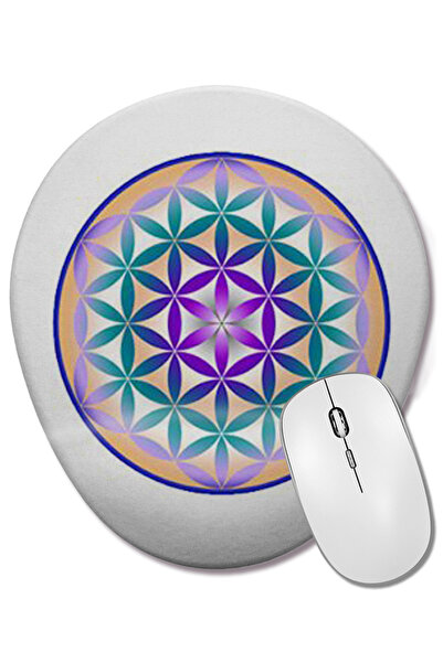 BASKI DÜNYASI Floarea vieții 013 Mouse Pad oval cu suport pentru încheietura ...
