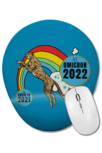 BASKI DÜNYASI Sarcasm Amuzant Vintage Zicală ANIMAL Covid Salut Virus Omicron 2022 Mouse Pad oval cu suport pentru încheietura mâinii