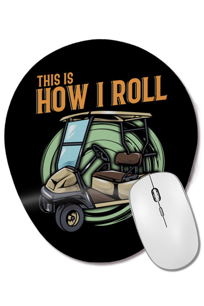 BASKI DÜNYASI Amuzant, așa cum sunt eu, sunt eu care mă amintesc la rolurile mele în mașina de golf, cuvânt de joc pentru golfisti, mouse pad oval cu suport pentru încheietura mâinii