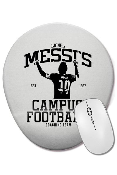 BASKI DÜNYASI Lionel Messi Messi's Campus Football Coaching Team Oval Mouse Pad with Wrist Support