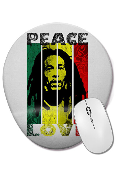 BASKI DÜNYASI Bob Marley 01 Mouse Pad oval cu suport pentru încheietura mâinii