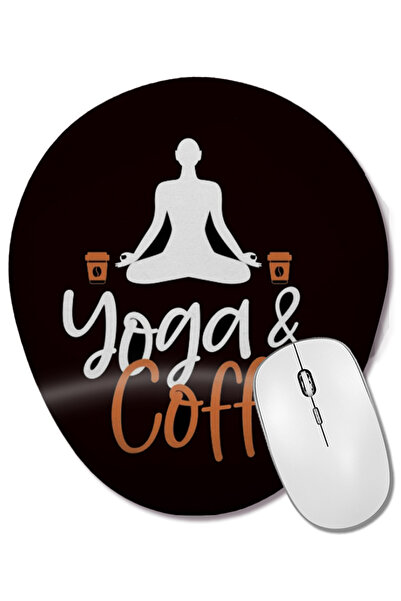 BASKI DÜNYASI Yoga Coffee Asana Meditation Zen Nirvana Gift Mouse Pad oval cu...