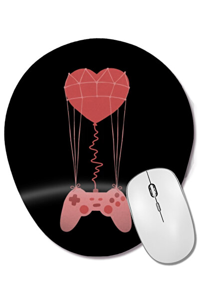 BASKI DÜNYASI Video Gamer Heart Controller 01 Mouse Pad oval cu suport pentru încheietura mâinii