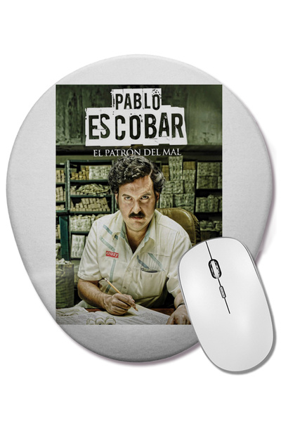 BASKI DÜNYASI Mouse Pad oval cu suport pentru încheietura mâinii Pablo Escobar Crazy Patron