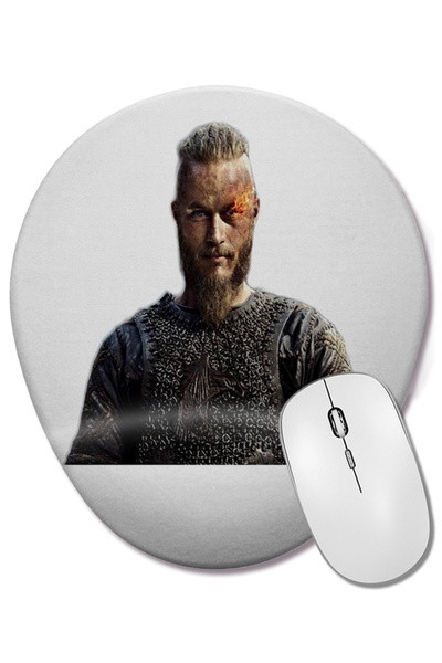 BASKI DÜNYASI Mouse Pad oval Ragnar Lothbrok cu suport pentru încheietura mâinii