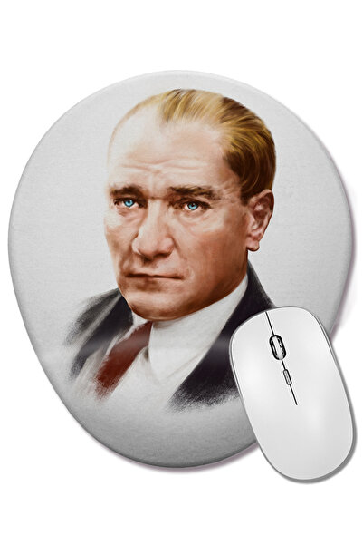 BASKI DÜNYASI Мустафа Кемал Ататюрк 03 Овална подложка за мишка с опора за ки...