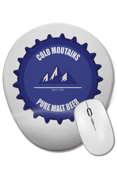 BASKI DÜNYASI Cold Moutains Beer Mouse Pad oval cu suport pentru încheietura ...
