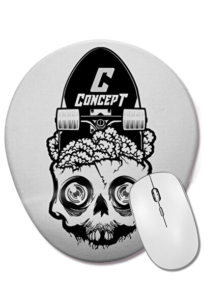 BASKI DÜNYASI Concept SK8 Caveira Mouse Pad oval cu suport pentru încheietura...
