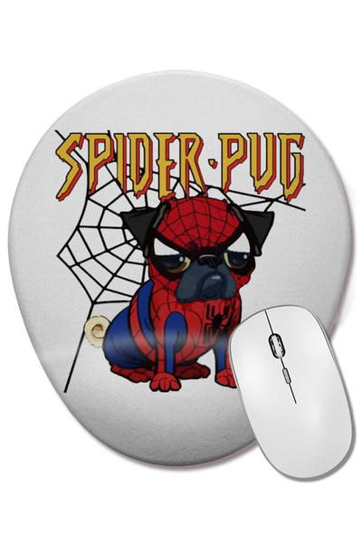 BASKI DÜNYASI Паяк-мопс куче Спайдърмен подложка за мишка с опора за китката
