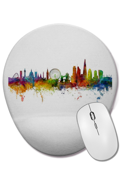 BASKI DÜNYASI London England Skyline Mouse Pad oval cu suport pentru încheietura mâinii