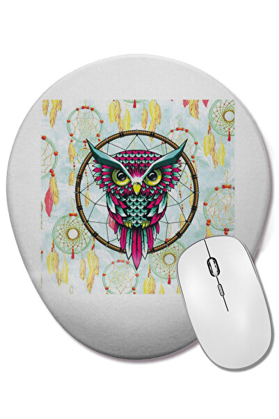 BASKI DÜNYASI Mouse Pad oval Owl 7 cu suport pentru încheietura mâinii