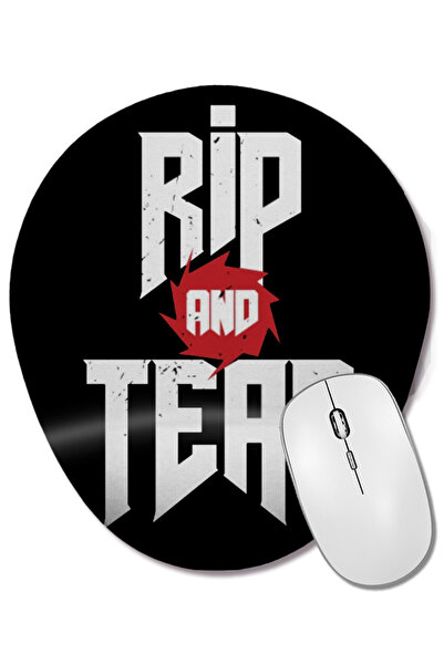 BASKI DÜNYASI Rip And Tear Doom 01 Mouse Pad oval cu suport pentru încheietura mâinii