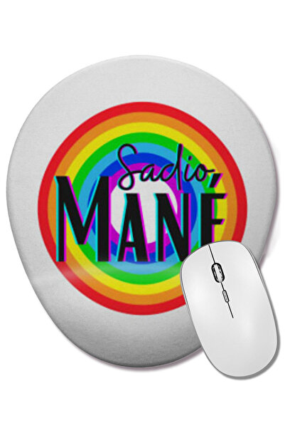 BASKI DÜNYASI Sadio Mané - Mouse Pad oval în stil retro vintage, cu suport pentru încheietura mâinii