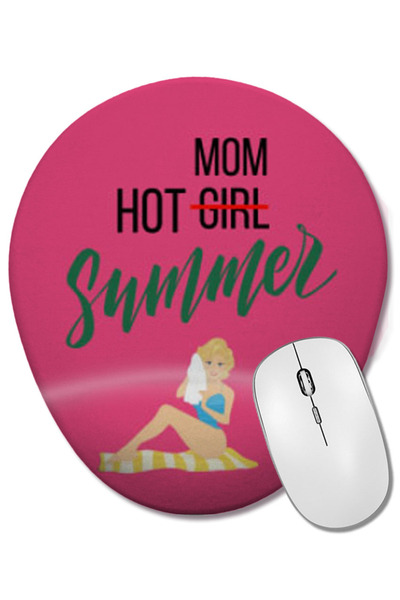 BASKI DÜNYASI Hot Not Girl Mom Summer Mouse Pad oval cu suport pentru încheie...