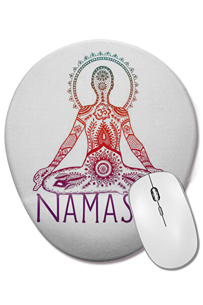 BASKI DÜNYASI Namaste Yoga 02 Οβάλ ποντίκι με υποστήριξη καρπού