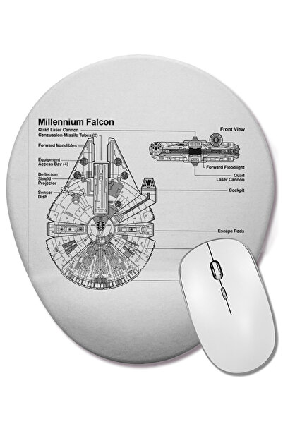 BASKI DÜNYASI Овална подложка за мишка Star Wars Millennium Falcon с опора за...