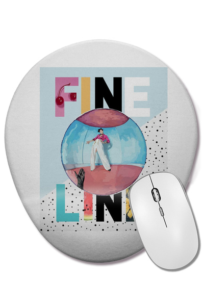 BASKI DÜNYASI Fine Line Harry Styles 03 Mouse Pad oval cu suport pentru încheietura mâinii