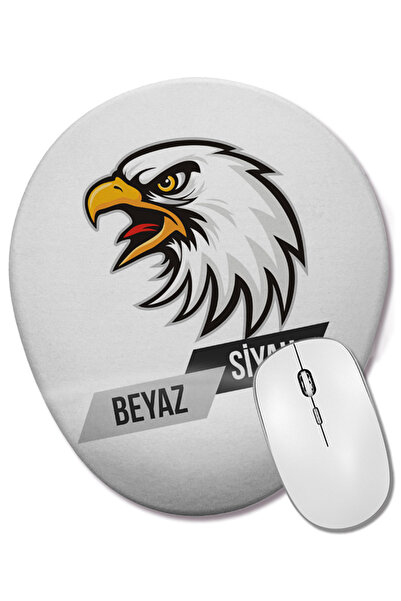 BASKI DÜNYASI Mouse Pad oval Eagle Black White cu suport pentru încheietura mâinii