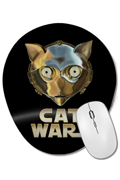 BASKI DÜNYASI Star Cat Wars 02 Mouse Pad oval cu suport pentru încheietura mâ...