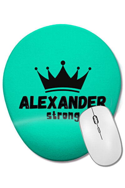 BASKI DÜNYASI Mouse Pad oval cu suport pentru încheietura mâinii, cu design personalizat cu numele Alexander, cadou pentru el