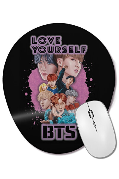 BASKI DÜNYASI Mouse Pad oval Bts Love Yourself cu suport pentru încheietura m...