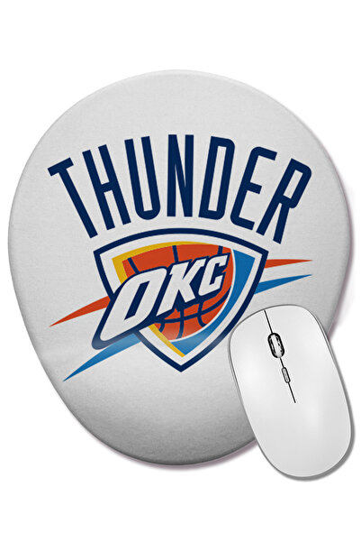 BASKI DÜNYASI Mouse Pad oval cu logo Thunder Okc cu suport pentru încheietura...