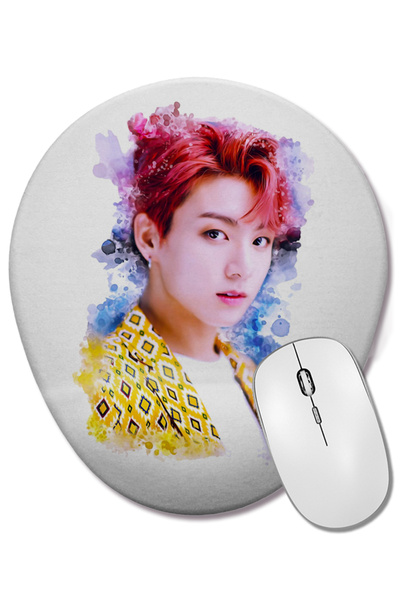 BASKI DÜNYASI Mouse Pad oval Bts Jungkook cu suport pentru încheietura mâinii