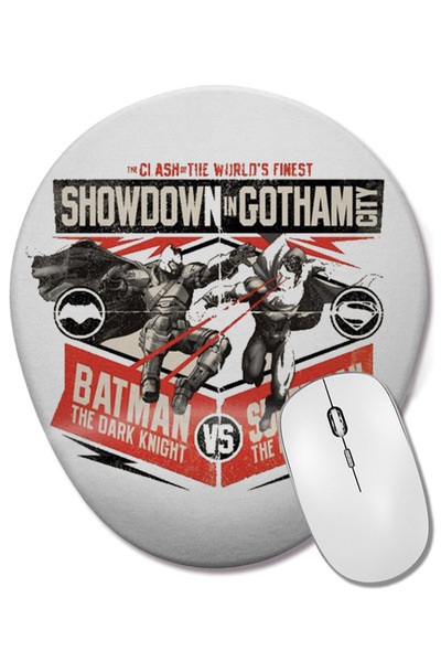 BASKI DÜNYASI Superman and Batman Dc Oval Mouse Pad with Wrist Support