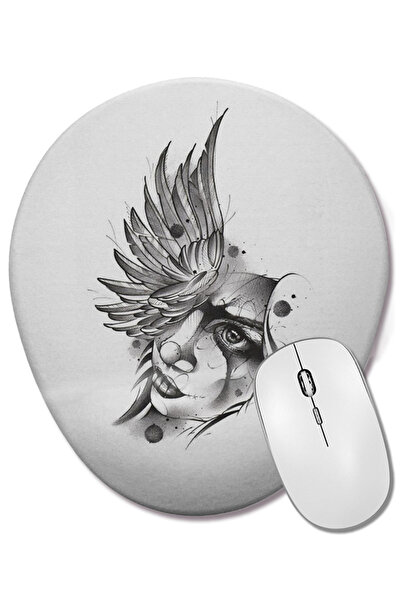 BASKI DÜNYASI Mouse Pad oval Angel Sketch cu suport pentru încheietura mâinii