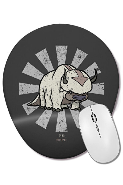 BASKI DÜNYASI Appa Retro Japanese Avatar The Last Airbender Bilek Destekli Oval Mouse Pad